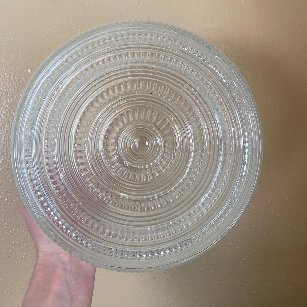 Vintage Ceiling Light Fixture Bullseye Frosted Shade